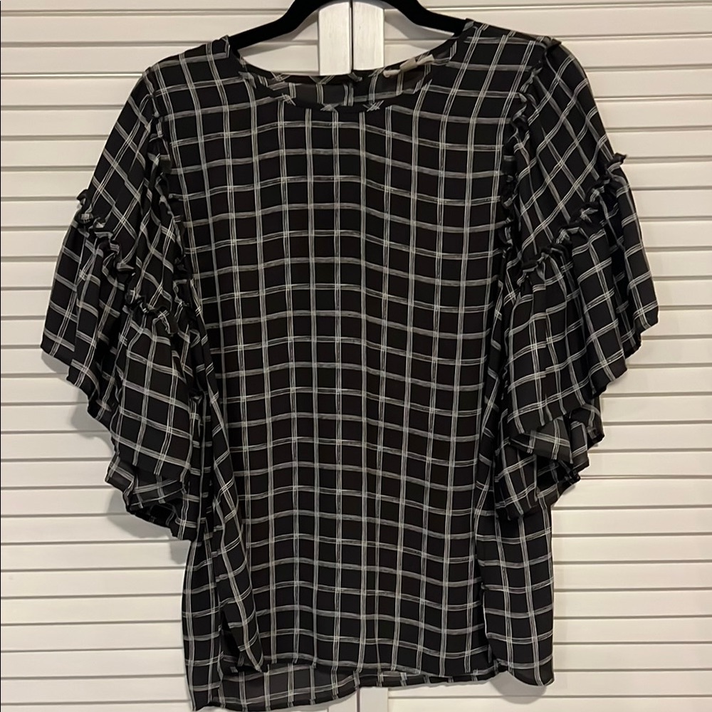 Loft Black and White Checkered Women's Top Size Medium